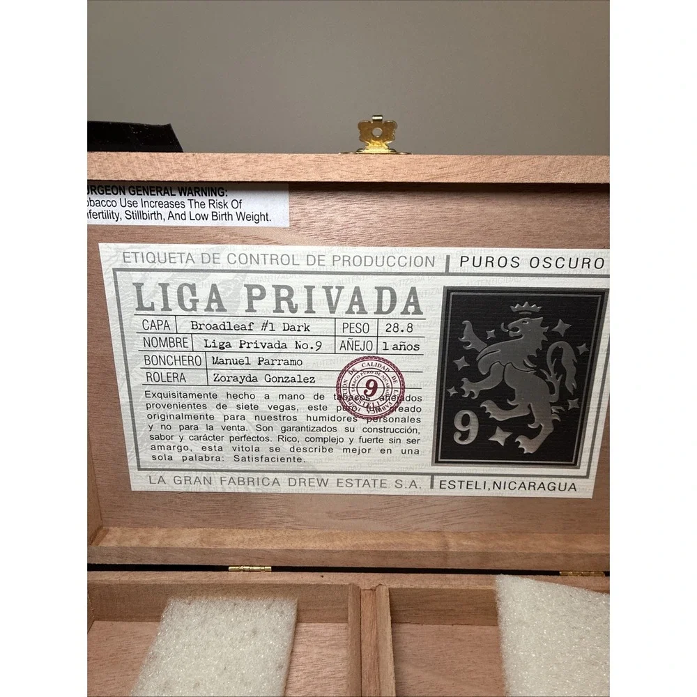 LIGA PRIVADA NO. 9 FLYING PIG DREW ESTATE Wood EMP Cigar Box  1